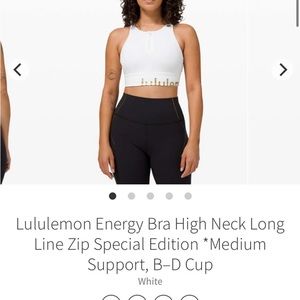 Lululemon energy high neck long line sports bra